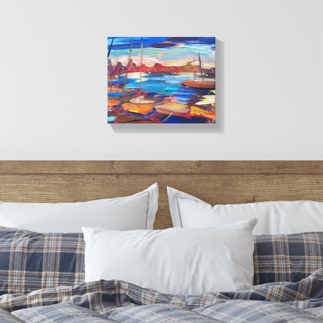 Modern painting , sea sanset canvas print (Insitu(Bedroom))