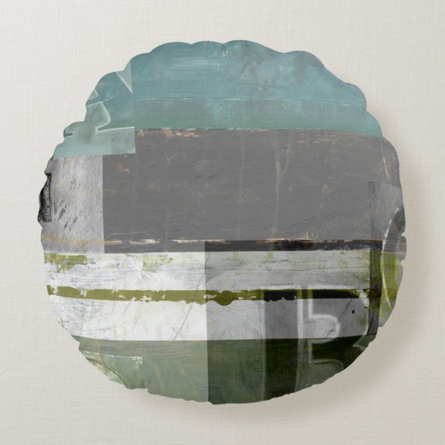 Modern Painting with Assorted Letters Round Pillow (Front)