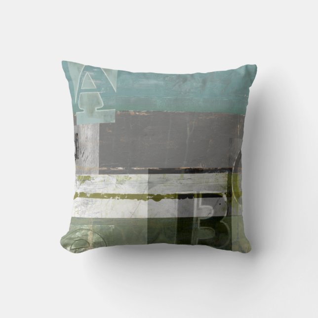 Modern Painting with Assorted Letters Throw Pillow (Front)