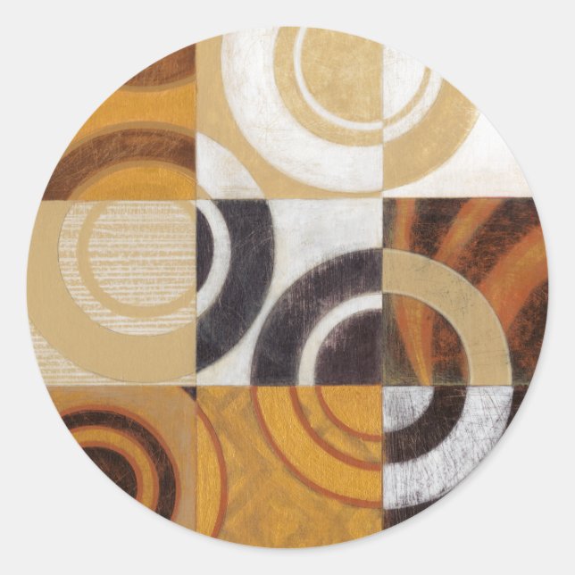 Modern Painting with Circular Patterns Classic Round Sticker (Front)