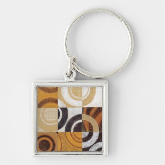 Modern Painting with Circular Patterns Keychain (Front)