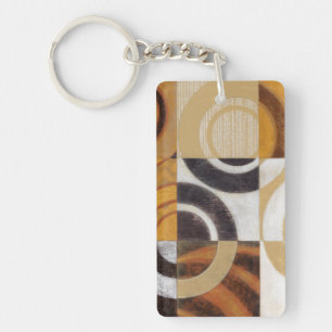 Modern Painting with Circular Patterns Keychain