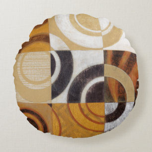Modern Painting with Circular Patterns Round Pillow
