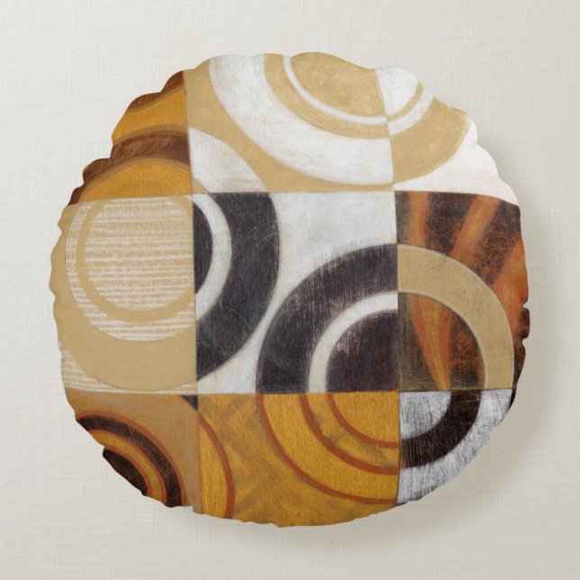 Modern Painting with Circular Patterns Round Pillow (Front)