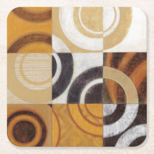 Modern Painting with Circular Patterns Square Paper Coaster