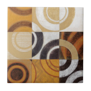 Modern Painting with Circular Patterns Tile