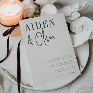 Modern Pair   Ash Black Typography Invitation