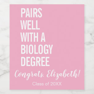 Modern Pairs Well With A Biology Degree Graduation Wine Label