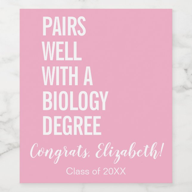 Modern Pairs Well With A Biology Degree Graduation Wine Label (Single Label)