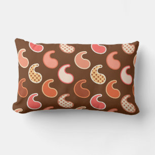Modern Paisley pattern, Earth Tones, Cocoa Brown Lumbar Pillow