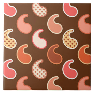 Modern Paisley pattern, Earth Tones, Cocoa Brown Tile