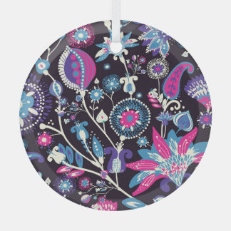 Modern paisley: traditional oriental pattern. glass ornament