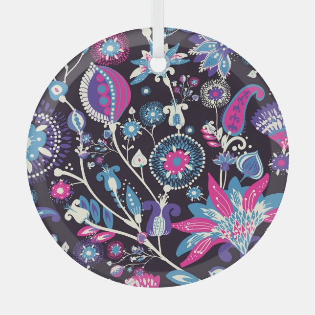 Modern paisley: traditional oriental pattern. glass ornament (Front)