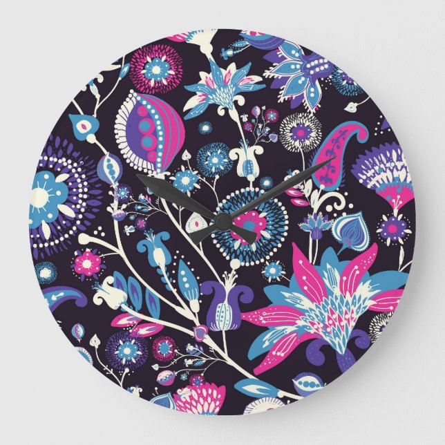 Modern paisley: traditional oriental pattern. large clock (Front)