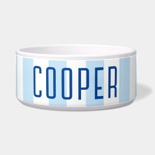 Modern Pale Blue and White Stripe Name