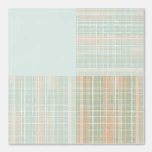 Modern Pale Blue Peach Plaid Geometric Patterned Wallpaper