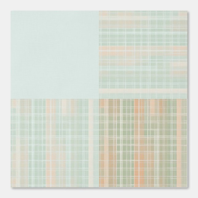 Modern Pale Blue Peach Plaid Geometric Patterned Wallpaper (Front)