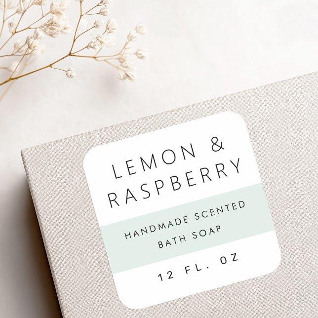 Modern pale dusty sea green colour block product square sticker (Modern pale dusty sea green color block product square sticker)