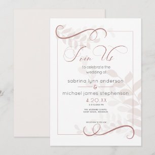 Modern Pale Foliage Chic Accents Cinnamon Spice Invitation