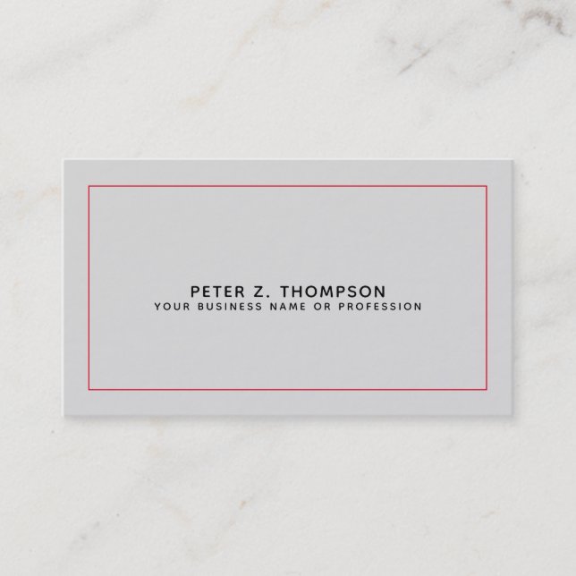 modern pale gray business card with thin red line (Front)
