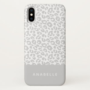 Modern pale grey and white animal leopard print Case-Mate iPhone case