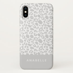 Modern pale grey and white animal leopard print Case-Mate iPhone case