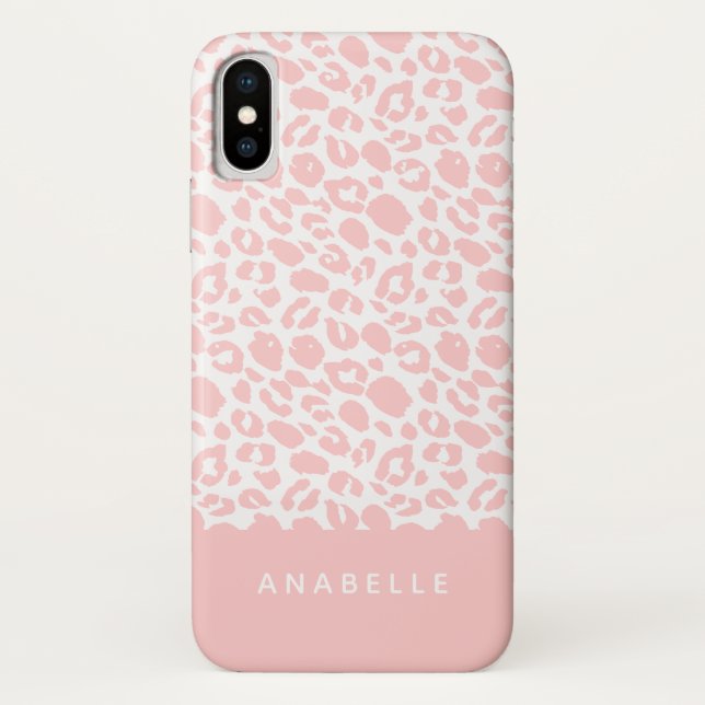 Modern pale grey and white animal leopard print Case-Mate iPhone case (Back)