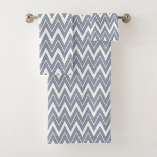 Modern Pale Grey White Chevron Striped Bath Towel Set