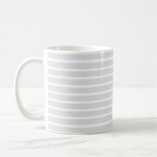 Modern pale grey white horizontal stripes pattern coffee mug