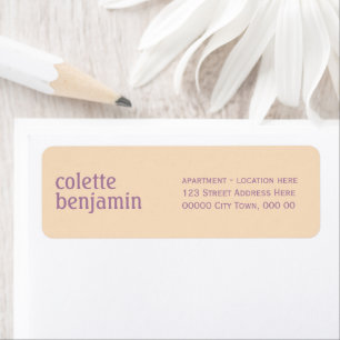 Modern Pale Peach & Lavender Purple Address