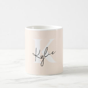 Modern Pale Peach Personalized Monogram Name -  Coffee Mug