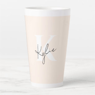 Modern Pale Peach Personalized Monogram Name -  Latte Mug