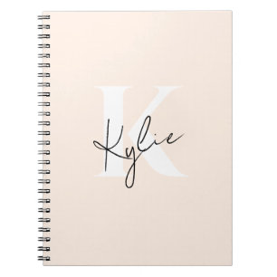 Modern Pale Peach Personalized Monogram Name -  Notebook