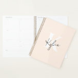 Modern Pale Peach Personalized Monogram Name -  Planner<br><div class="desc">Stay organized in style with this Modern Personalized Planner, featuring a soft pale peach pastel background and sleek warm grey monogram or name on the cover. Designed with minimalism and elegance in mind, this planner is perfect for daily scheduling, goal-setting, journalling, or planning your year with intention. Personalize it with...</div>