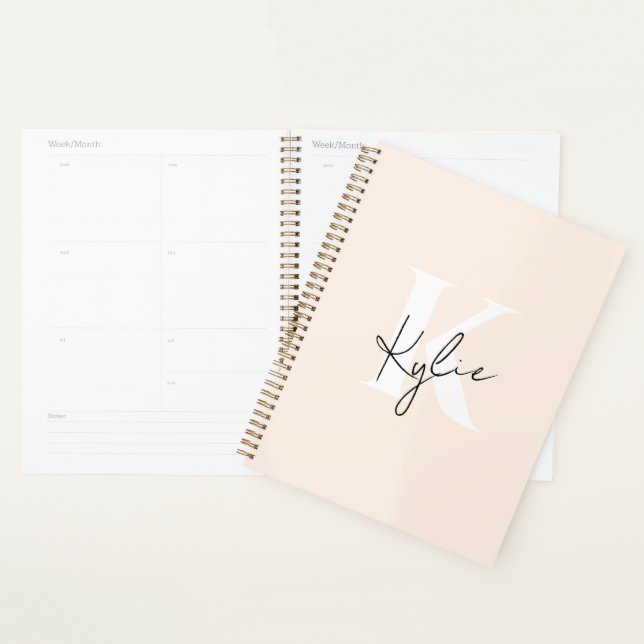Modern Pale Peach Personalized Monogram Name -  Planner (Display)