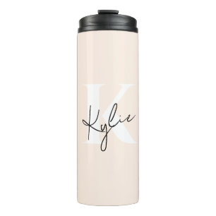 Modern Pale Peach Personalized Monogram Name -  Thermal Tumbler