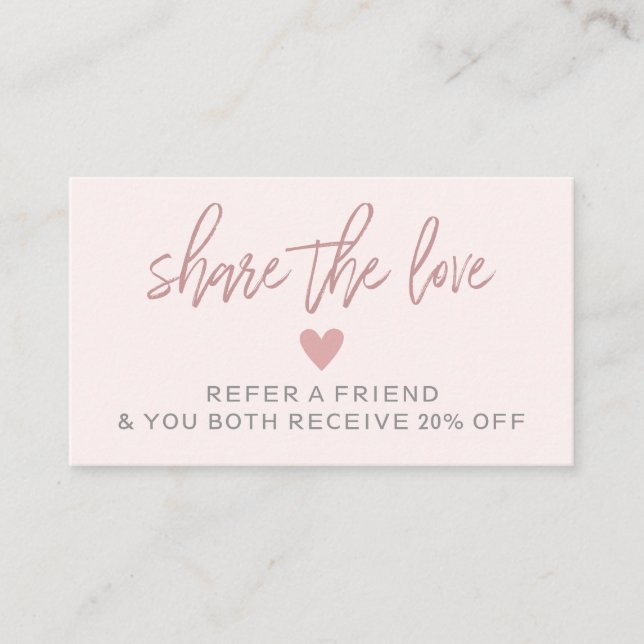 Modern Pale Pink Refer A Friend Card (Front)