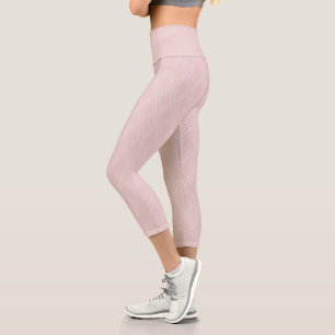 Modern Pale Pink & White Diamond Dot Pattern Capri Leggings
