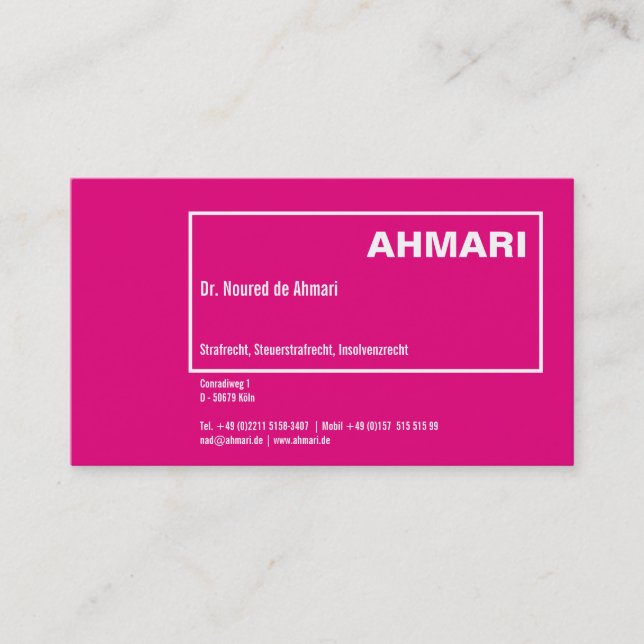 Modern pale red business card (Front)