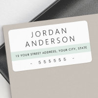 Modern pale sea green line white return address