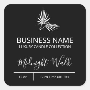 Modern Palm Black Candle Labels