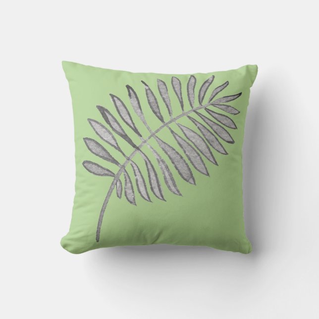 Modern Palm Leaf Throw Pillow (Front)