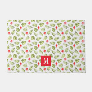 Modern Palm Leaves Monogram Doormat