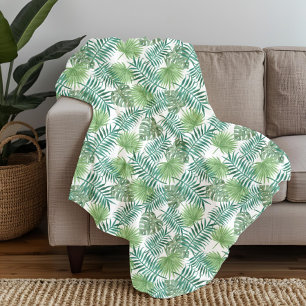 Modern Palm Leaves Pattern Fleece Blanket