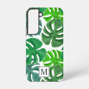 Modern Palm Leaves Pattern Monogram Samsung Galaxy Case