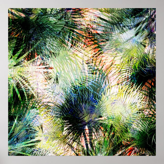 Modern Palm Leaves Tropical Abstract Design Poster (Front)