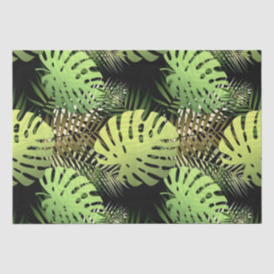Modern Palm Leaves Tropical Jungle Black Green Tissue Paper