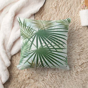 Modern Palm Leaves Tropical Jungle Pattern Throw Pillow
