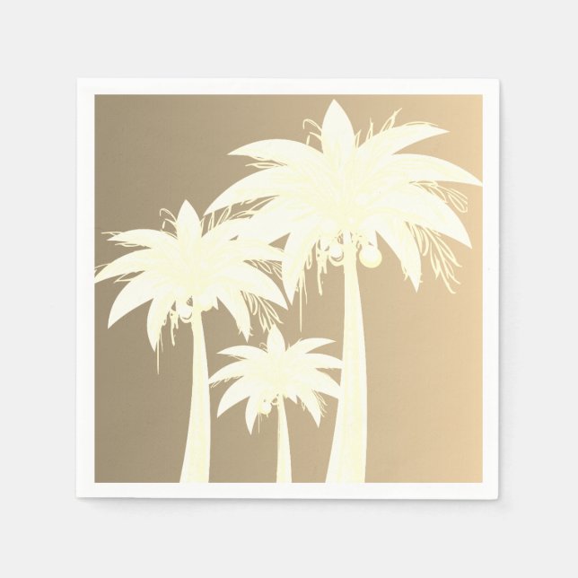 Modern Palm Tree Coastal Beige Sand Beach Summer  Napkin (Front)