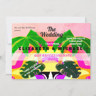 Modern Palm Tree Colourful Festival Rainbow Weddin